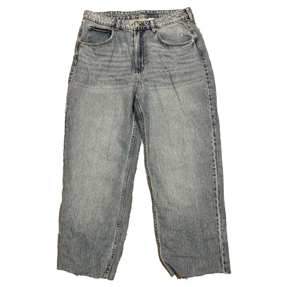 &Denim 90's Baggy Jeans Ultra High Waist Women's Blue Cotton Size‎ 12 EUC